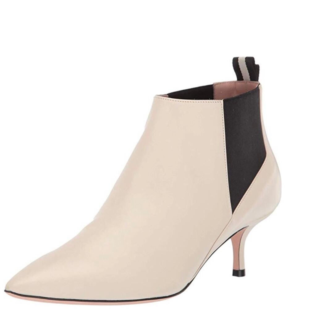 Bally Alanna Authentic Leather Ankle Boots Kitten Heel Bone White Women’s Size 8